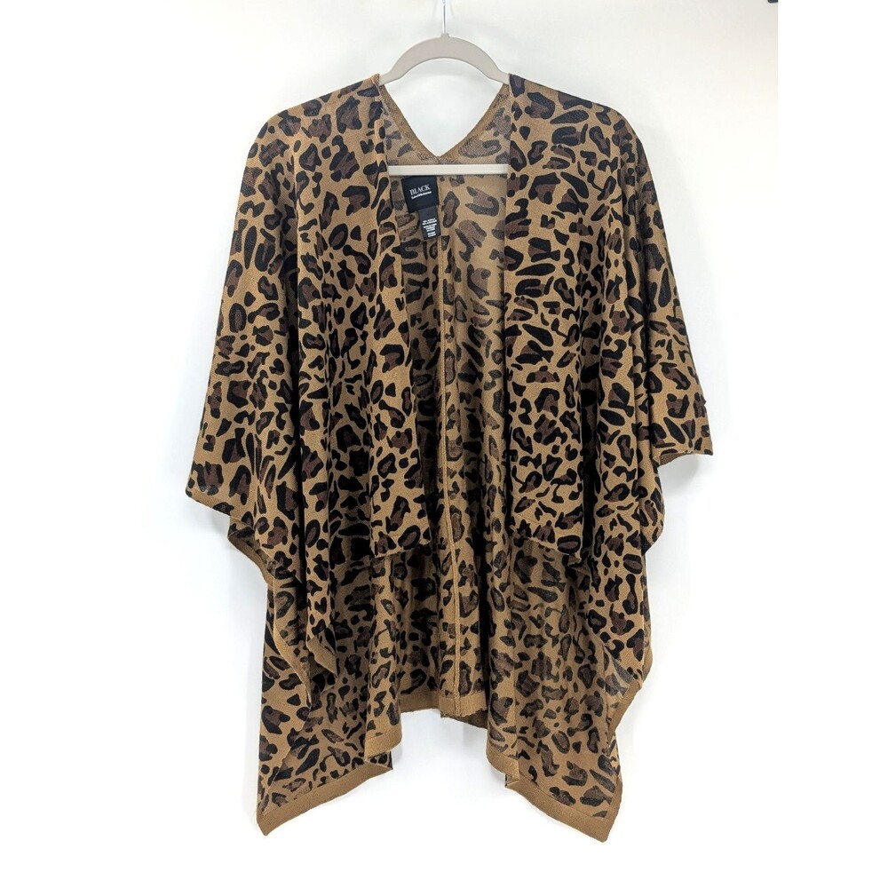 Saks Fifth Avenue Black Label Leopard Boho Lightweight Old Money Poncho One Size